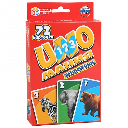 Developing cards - Smart games - UNO mania animals, 72 cards