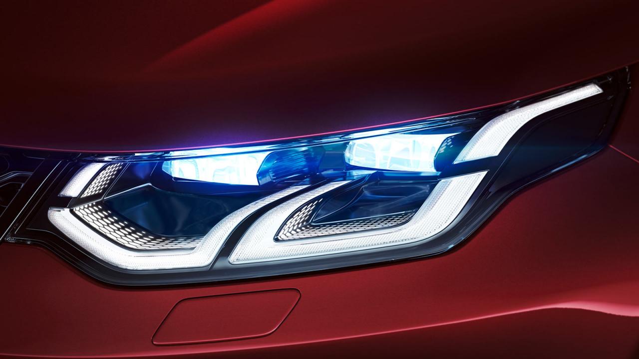 Front Headlight close up of Discovery Sport