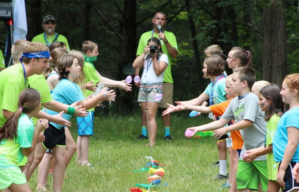 Games in a children's camp for acquaintance